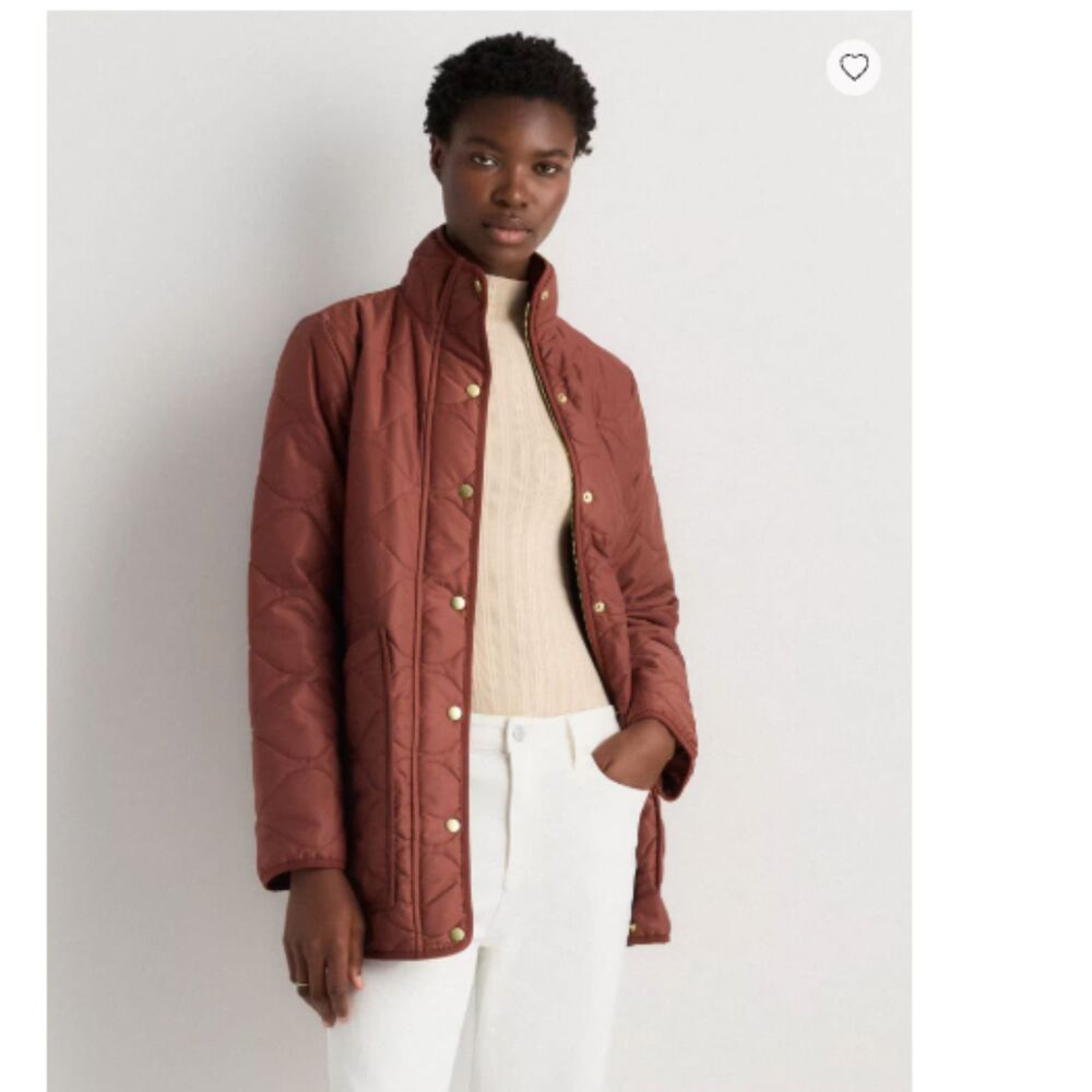 NWT Quince Featherless Quilted Long Puffer Jacket, Redwood Brown, Medium (343)